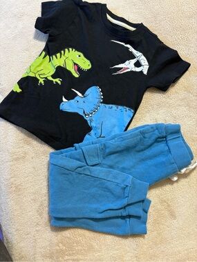 American Hawk Boys 3T Dinosaur Graphic Tee & Blue Jogger Set